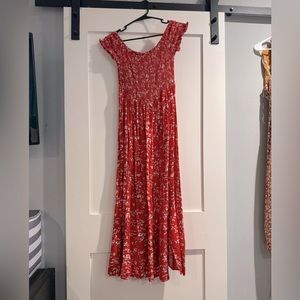 Women’s Boho Floral Off Shoulder Split A Line Dress